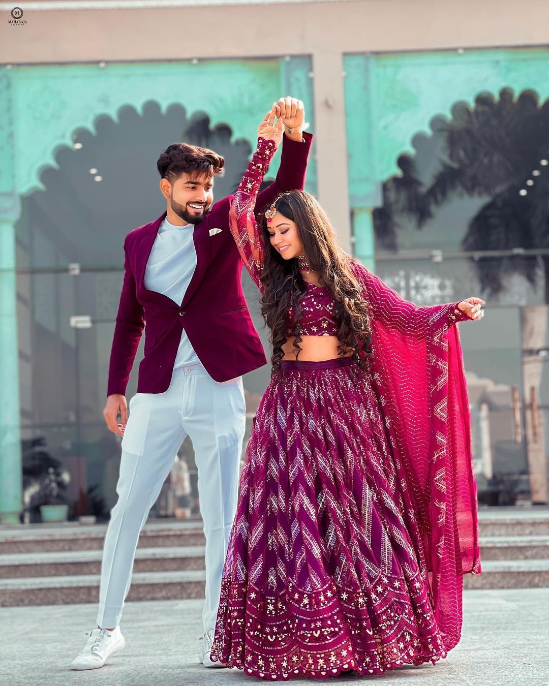 Indian engagement dresses hot sale for bride and groom